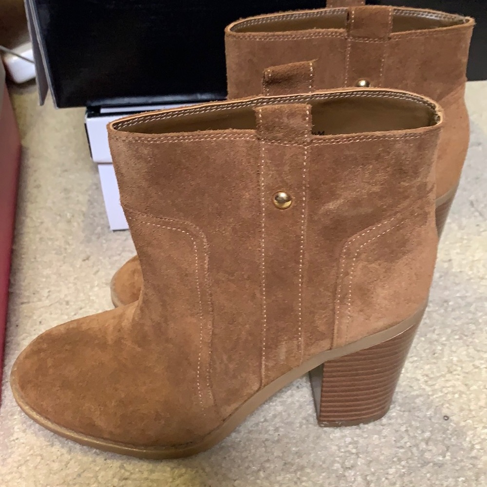Brown suede booties